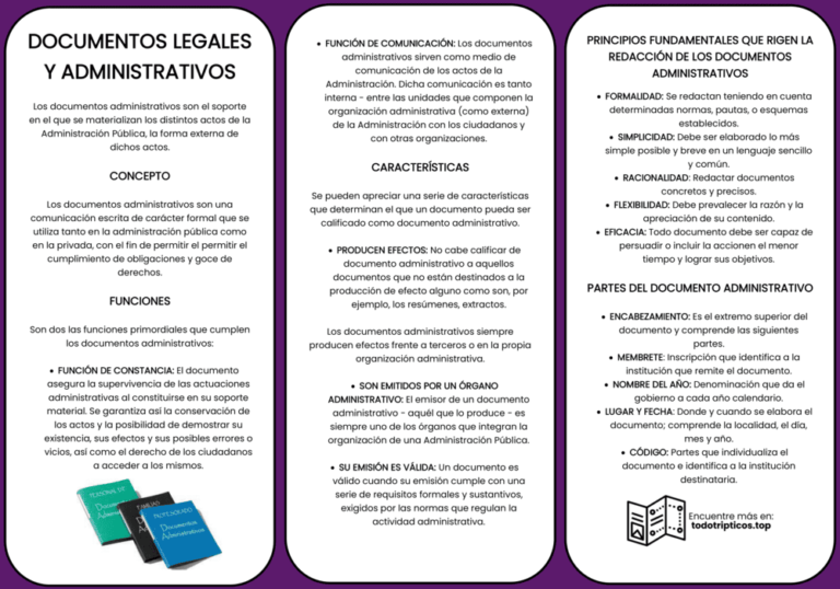 Trípticos de los Documentos Legales y Administrativos